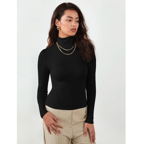 Black Turtle Neck Long Sleeve Tee - Picture 8 of 11